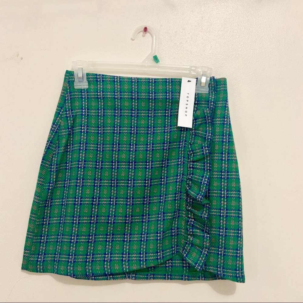 NWT Topshop Green Plaid Checkered Skirt